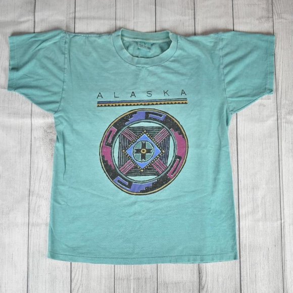 Vintage Garment Washed Alaska Tribal Mandala Graphic Tee - Picture 1 of 4
